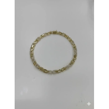    Zirkon Taşlı Pirinç Cm Bileklik 17+2 Cm  - Kbl0404