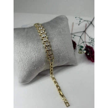    Zirkon Taşlı Pirinç Zirkon Bileklikler 17+2 Cm  - Kbl0312