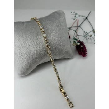    Zirkon Taşlı Pirinç Zirkon Bileklikler 17+2 Cm  - Kbl0324