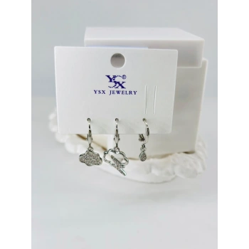 Zirkon Taşlı Üçlü Kombin Küpe - Kp00051