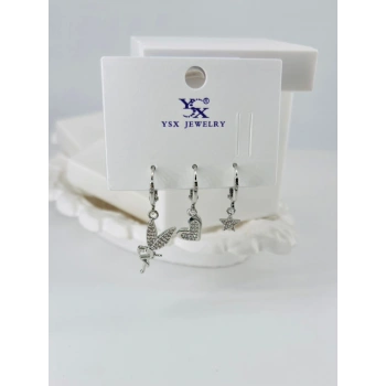 Zirkon Taşlı Üçlü Kombin Küpe - Kp00054