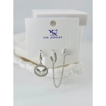 Zirkon Taşlı Üçlü Kombin Küpe - Kp00057