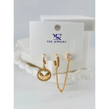 Zirkon Taşlı Üçlü Kombin Küpe - Kp00060