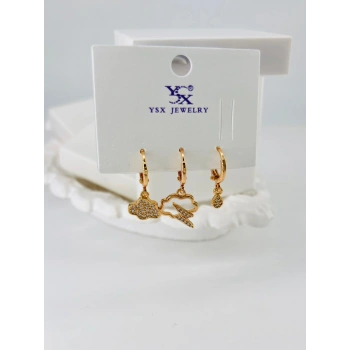 Zirkon Taşlı Üçlü Kombin Küpe - Kp00061