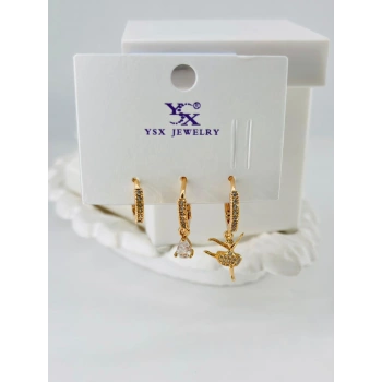Zirkon Taşlı Üçlü Kombin Küpe - Kp00065