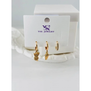 Zirkon Taşlı Üçlü Kombin Küpe - Kp00086