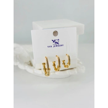 Zirkon Taşlı Üçlü Kombin Küpe - Kp00371