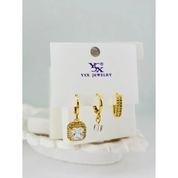 Zirkon Taşlı Üçlü Kombin Küpe - Kp00376
