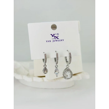 Zirkon Taşlı Üçlü Kombin Küpe - Kp00377