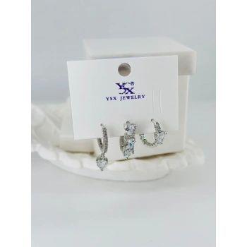 Zirkon Taşlı Üçlü Kombin Küpe - Kp00384