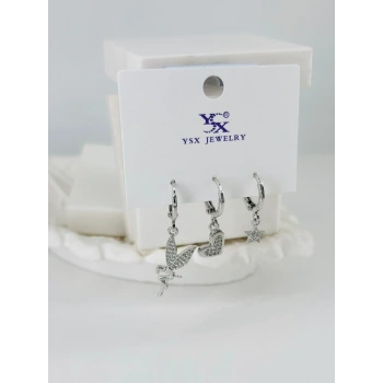 Zirkon Taşlı Üçlü Kombin Küpe - Kp00386