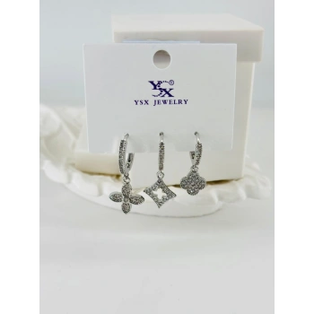 Zirkon Taşlı Üçlü Kombin Küpe - Kp00407