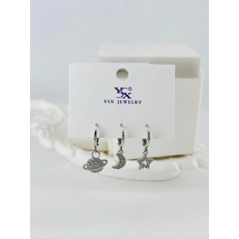 Zirkon Taşlı Üçlü Kombin Küpe - Kp00411