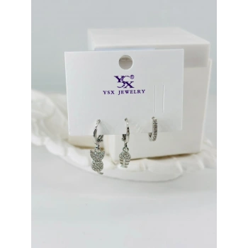 Zirkon Taşlı Üçlü Kombin Küpe - Kp00429