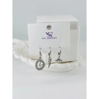 Zirkon Taşlı Üçlü Kombin Küpe - Kp00437
