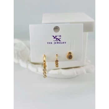 Zirkon Taşlı Üçlü Kombin Küpe - Kp00438