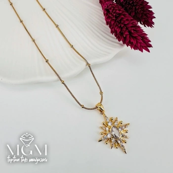 Zirkon Taşlı Zincir : Çelik Çelik Kolye 40+5 Cm - Kl0228