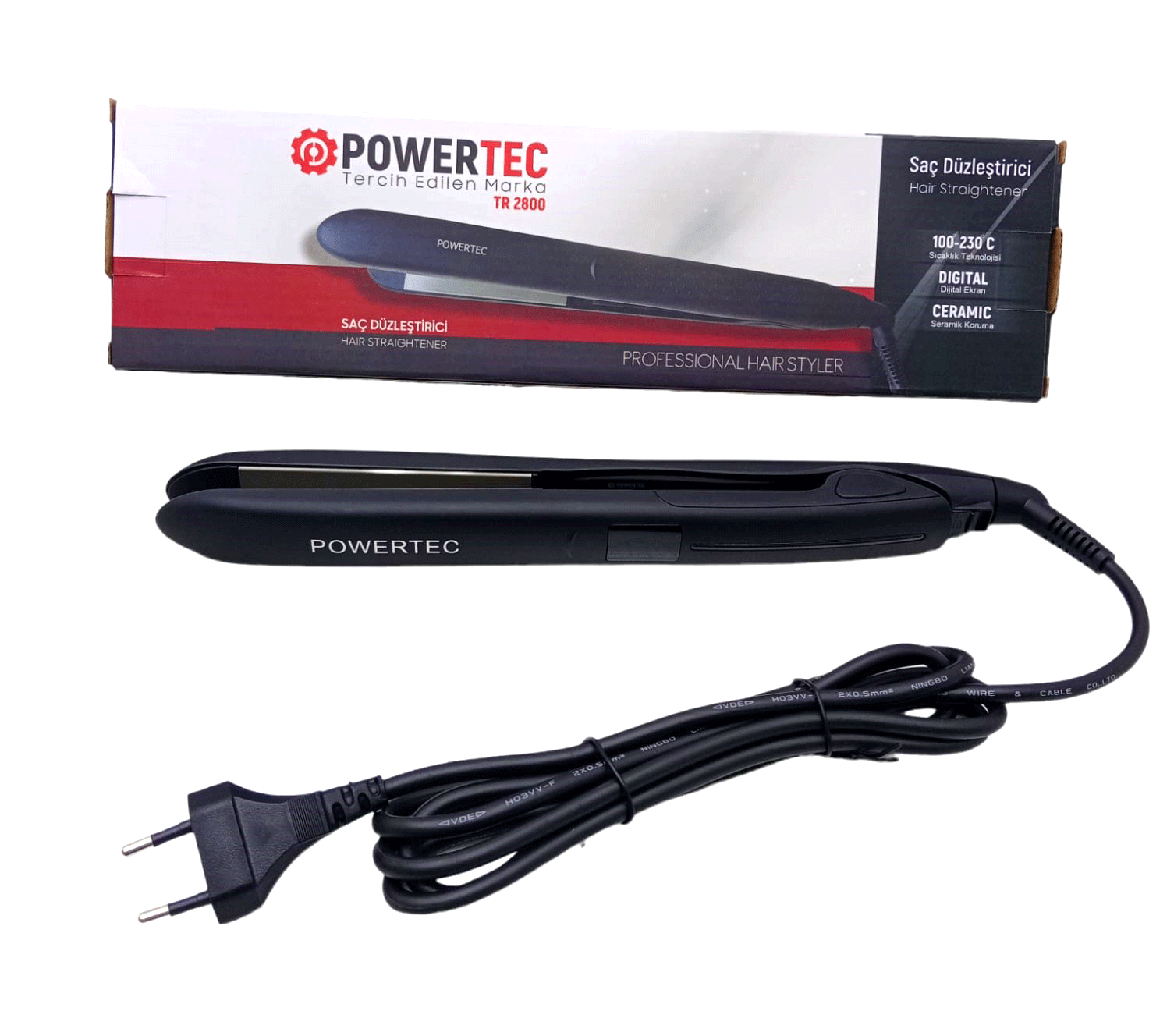 POWERTEC TR-2800 DİJİTAL SAÇ DÜZLEŞTİRİCİ SERAMİK 100°-230°C (5324)
