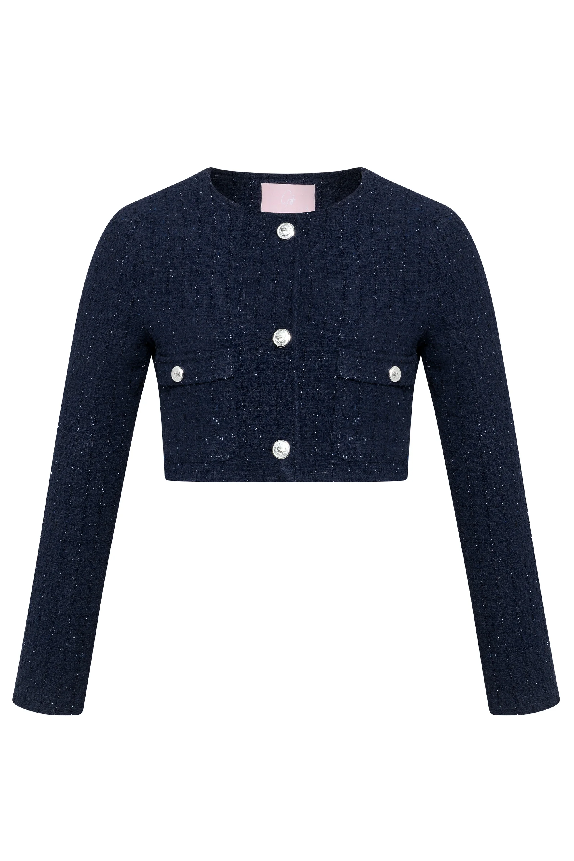Luck Lacivert Crop Ceket & Etek
