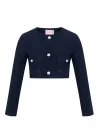 Luck Lacivert Crop Ceket & Etek