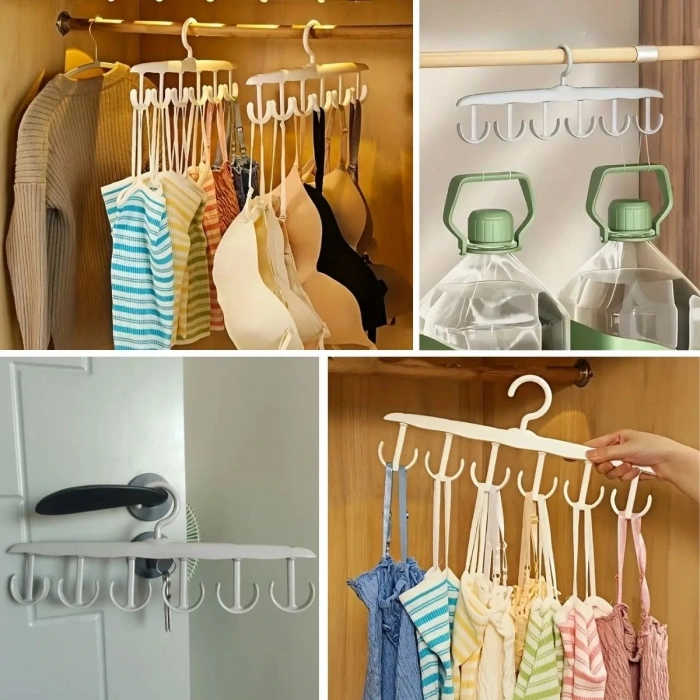 1 Adet Yer Tasarruflu 6 Kancalı Plastik Dolap İçi Düzenleyici Pratik Askı (5047)