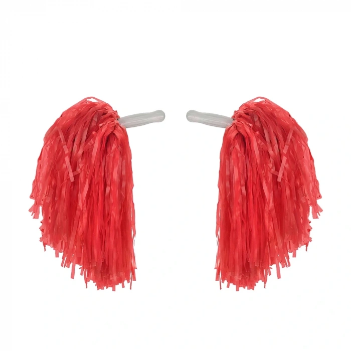 Mey İthalat® 1 Çift ( 2 Adet ) Kırmızı Renk 23 Nisan Gösteri Ponponu