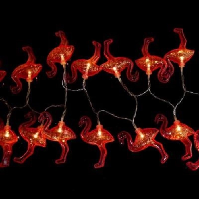 10&apos;lu Pilli Led Flamingo Dekoratif Işık Zinciri Aydınlatma 1,5 Mt (5047)