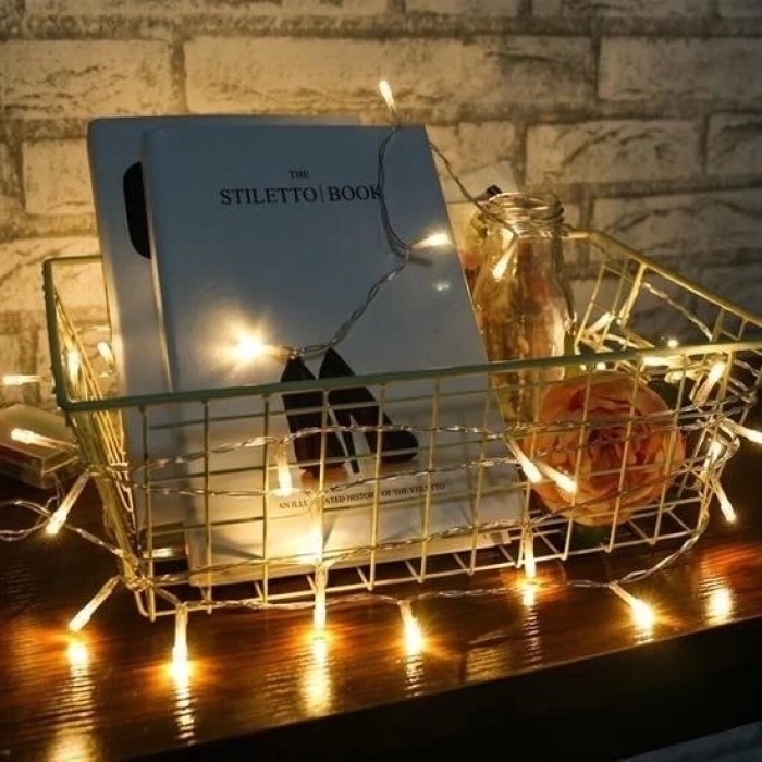 10 Metre 100 Ledli 8 Fonksiyonlu Dekoratif ader Sarı a