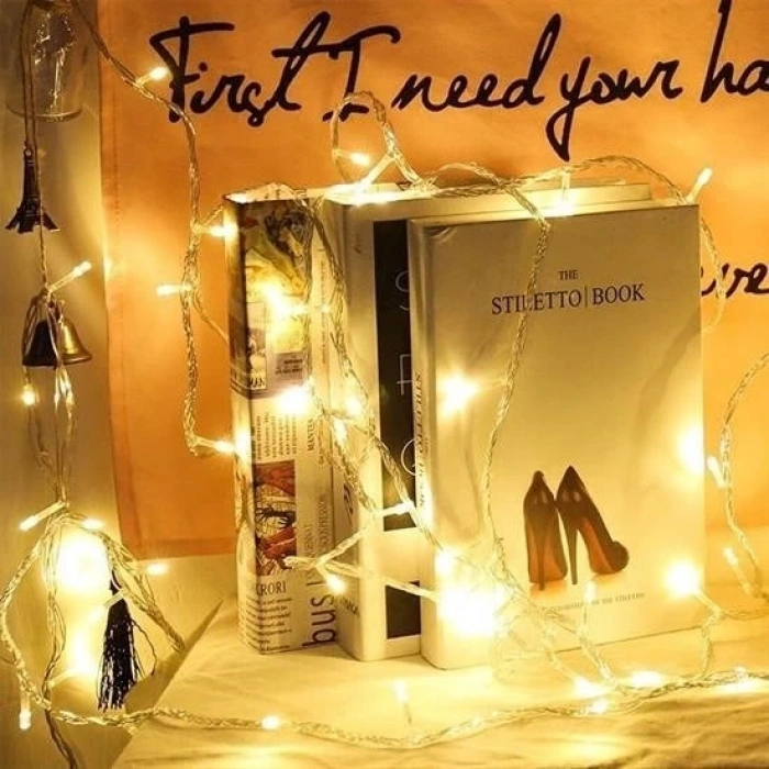 10 Metre 100 Ledli 8 Fonksiyonlu Dekoratif ader Sarı a