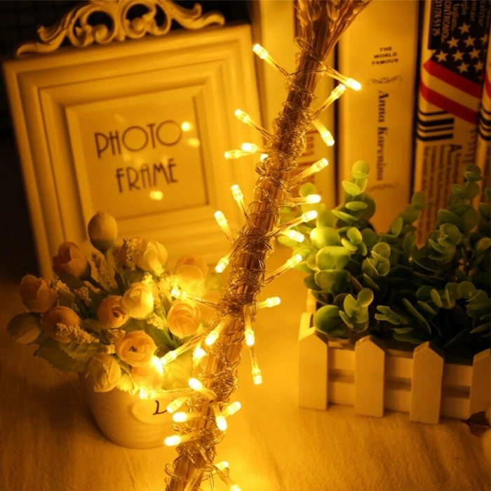 10 Metre 100 Ledli 8 Fonksiyonlu Dekoratif Lambader Sarı Lamba (5047)