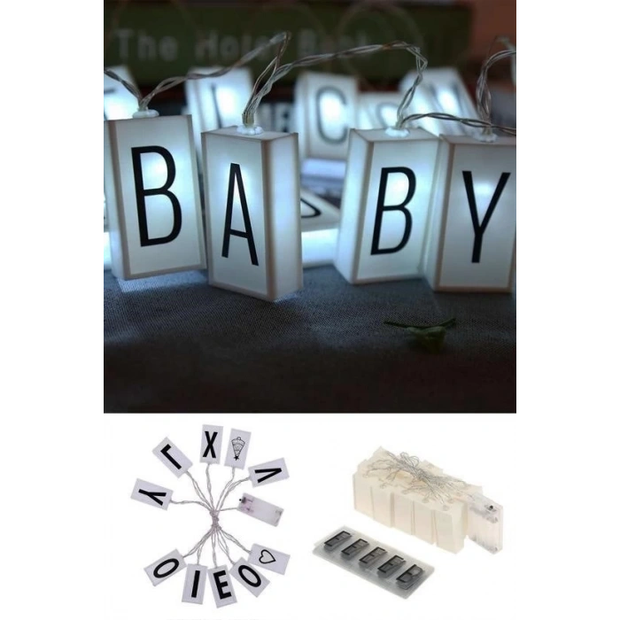10lu Lightbox Işıklı Harf Mesaj Panosu Dekoratif  Harf Işık Zinciri
