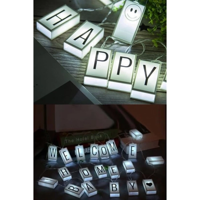 10lu Lightbox Işıklı Harf Mesaj Panosu Dekoratif  Harf Işık Zinciri