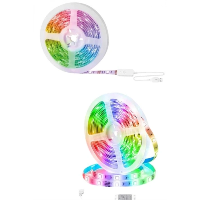 Mey İthalat® 10M Şerit Led İç Mekan Renkli Rgb Şerit Led Kumandalı