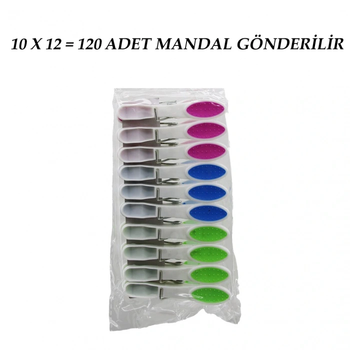 120 ADET RENKLİ SİLİKON AĞIZ - BAS-AÇ BEYAZ PLASTİK MANDAL (5047)