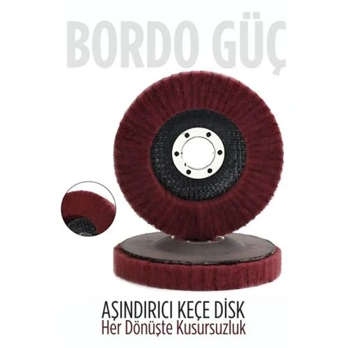 Mey İthalat® 11 cm Endüstriyel Aşındırıcı Keçe Disk – 22 mm İç Çaplı Zımpara Fırçası 722478