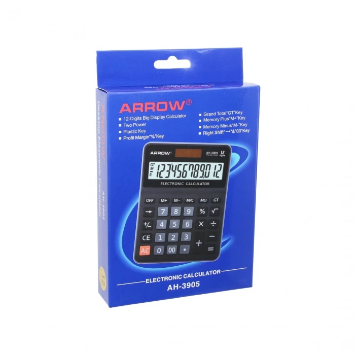 12 HANELİ  HESAP MAKİNESİ  GÜNEŞ ENERJİLİ - PİLLİ   17.5 X 12.5 X 1.7CM   170GR (5047)