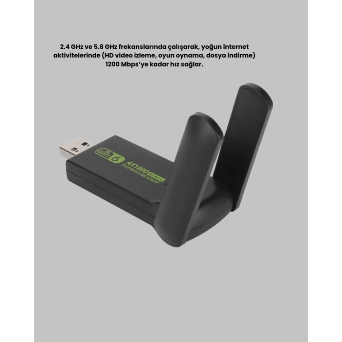 Mey İthalat® 1200 Mbps Dual Band WiFi Adaptör – 5.8G & 2.4G Çift Antenli