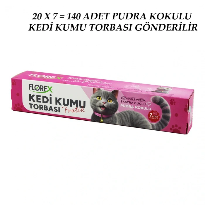 140 ADET KEDİ - EVCİL HAYVAN  KUMU TORBASI PRATİK PUDRA KOKULU  BÜZGÜLÜ - EXTRA GÜÇLÜ 82X50CM (5047)
