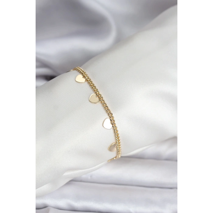 Mey İthalat® 14K Gold Renk Kaplama Kalpli Model CM Kadın Bileklik