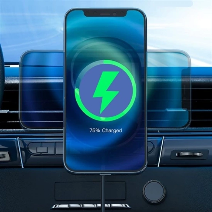 15w Mıknatıslı Takılabilen Hızlı Şarj Tüm Cihaz Ve Araçlara Uyumlu Araç İçi Şarj Cihazı (5047)