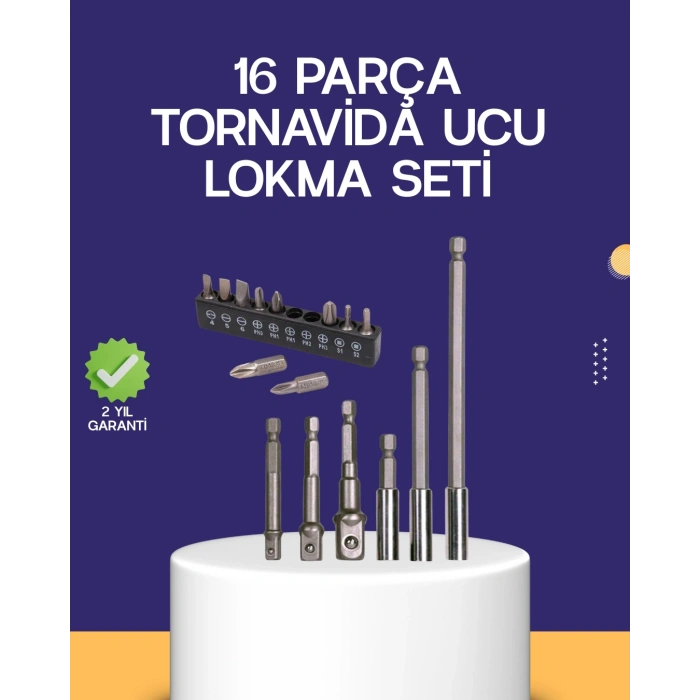 Mey İthalat® 16 Parça Bits ve Adaptör Seti Vidalama Tamir Bakım Seti