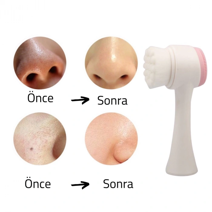 2'li Set Çift Taraflı Cilt Temizleme Fırçası ve Yeşim Taşı Çift Taraflı Cilt Masaj Aleti (5047)