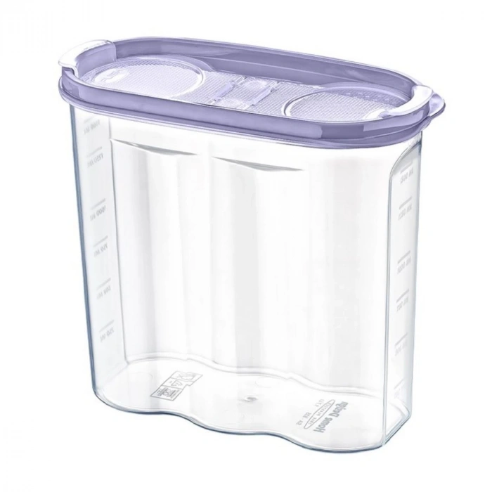 2 Kapaklı Ölçekli Erzak Kuru Gıda Saklama Kutusu Kabı - 1,7 Litre - SA935 (5047)