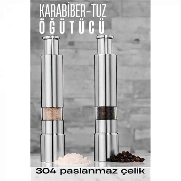 2li Karabiber Tuz Öğütücü Profesyonel 304 Paslanmaz Çelik Manuel Baharat Değirmeni