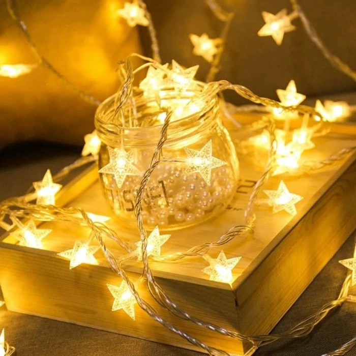 20 Adet Mini Yıldız Led 5 Metre Günışığı Rengi Dekoratif Led (5047)