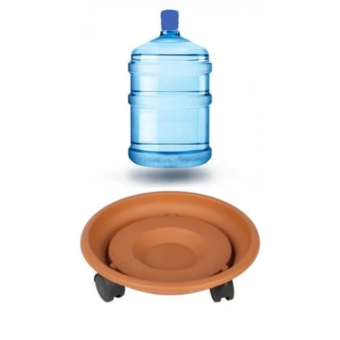 29 CM Çap Tekerlekli Damacana ve Tüp Altlığı KAHVE