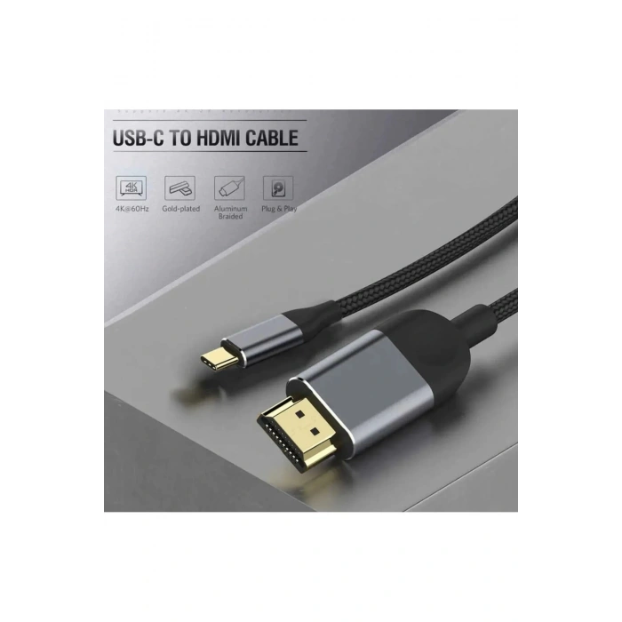 3 Metre 8 Gbps Hız 4k/30 Hz Type C To Hdmı Çevirici Dönüştürücü Tv Telefon Pc Hasır Bağlantı Kablosu