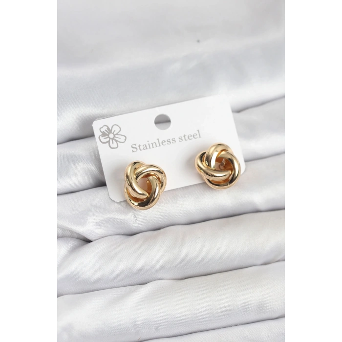 Mey İthalat® 316L Çelik Gold Renk Sarmal Model Kadın Küpe