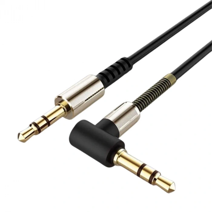 3.5mm AUX Kablosu Jak Erkek Erkek L Tipi 1 Metre Ses Aktarım Kablosu (5047)