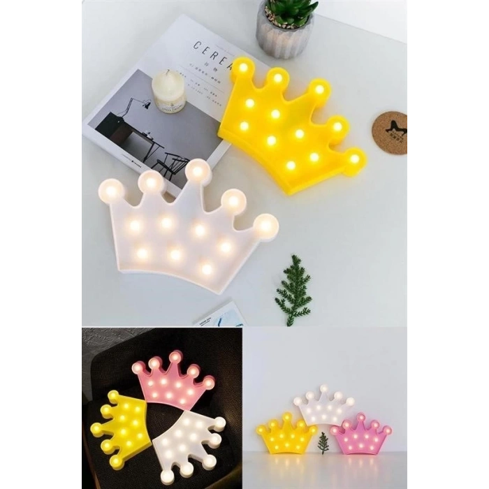 3D Dekoratif Pilli Kraliçe Tacı Model Led Masa ve Gece ası